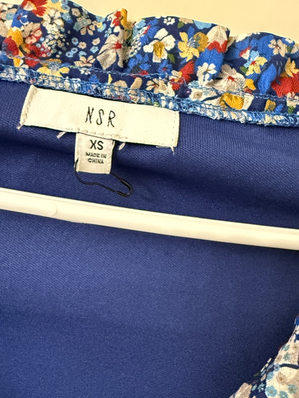 NSR - Blue Floral Long Sleeve Smocked Waist Dress - XS - like new - Picture 2 of 7